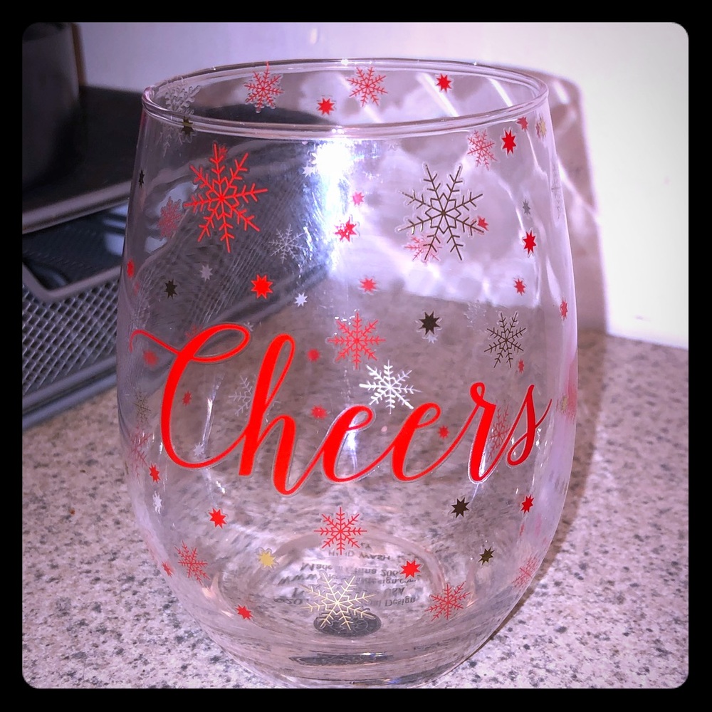 NWOT holiday stemless wine glass